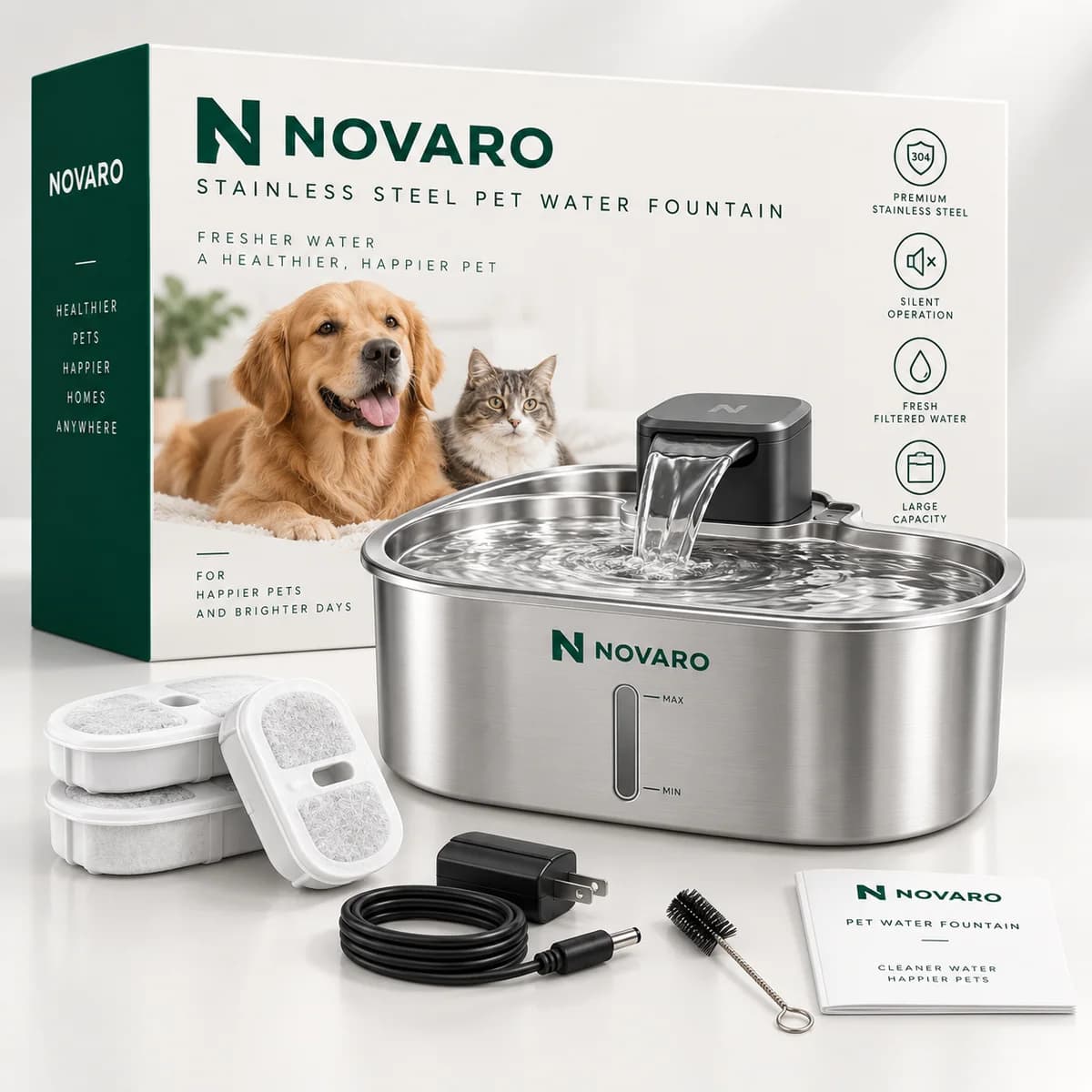 NOVARO Automatic Vacuum Sealer with Dry, Moist, Seal and Vac Seal modes, bag rolls, hose accessory and quick start guide